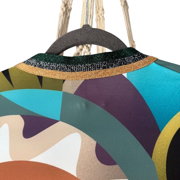 EUC Julian Chang Vibrant Retro Geometric Print Long Sleeve‎ Dress Size M - Picture 7 of 7